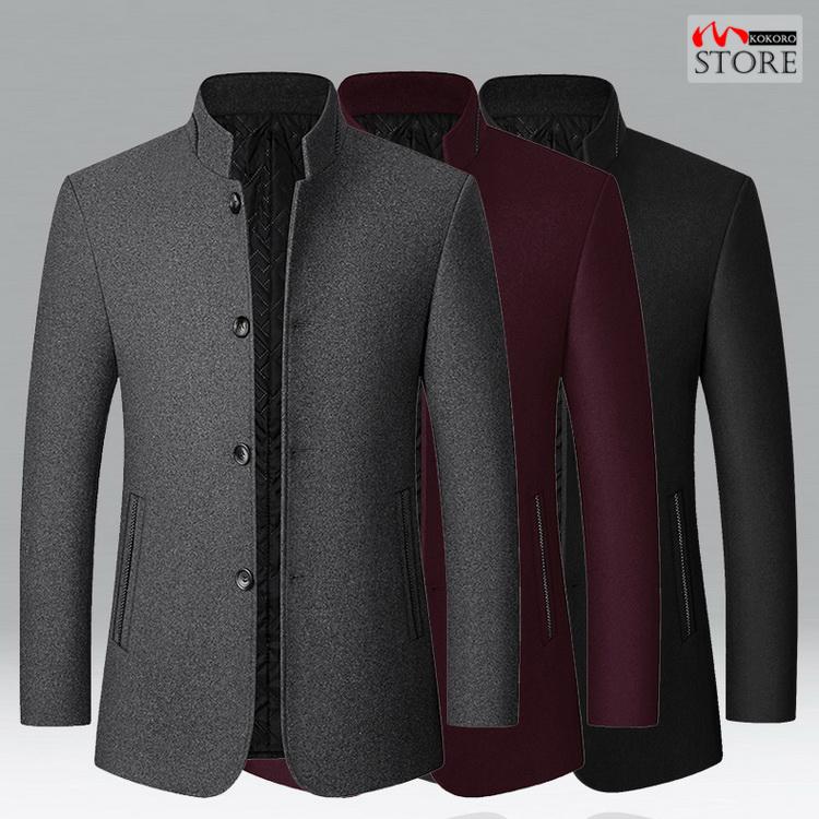 ステンカラーコート メンズ ショートコート 立ち襟 ビジネスコート アウター コート 防寒 防風 40代 50代 60代 希望者のみラッピング無料