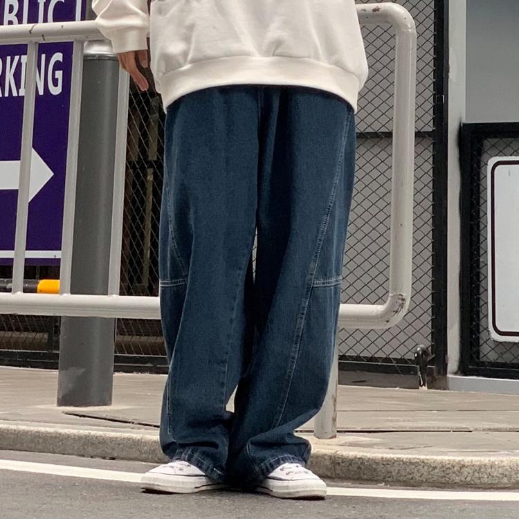 バギーパンツ ジーンズ メンズ レディース デニムパンツ ワイドパンツ サルエルパンツ ボトムス 男女兼用 秋夏 10代 代 30代 E 心store 通販 Yahoo ショッピング