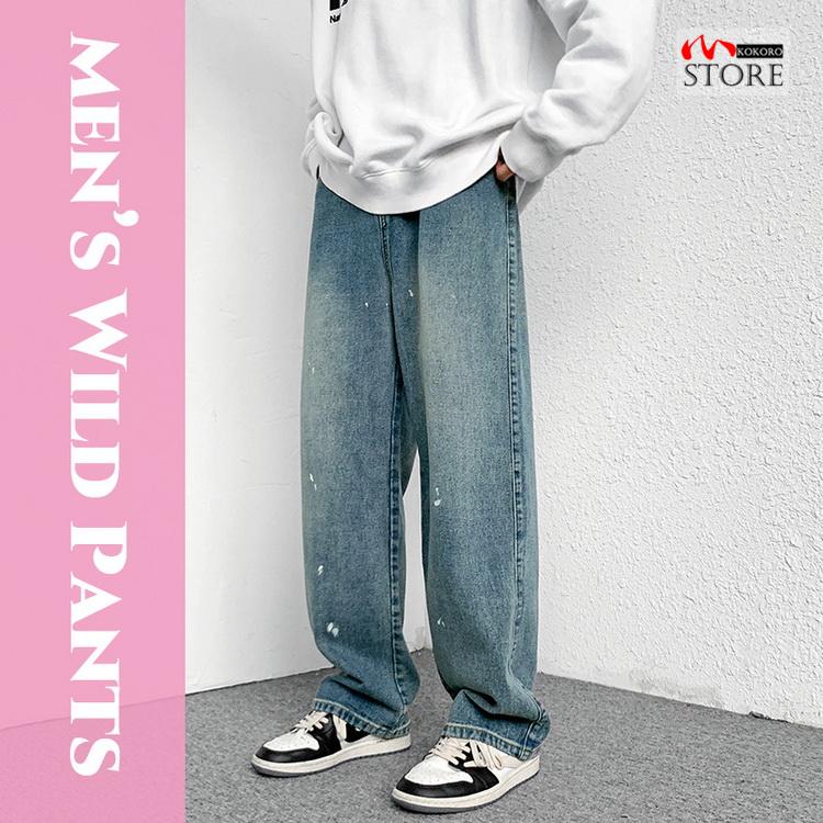メンズ ジーンズ ワイドパンツ Jeans デニムパンツ きれいめパンツ デニム ウォッシュ ウェストゴム ストリート系 E 心store 通販 Yahoo ショッピング