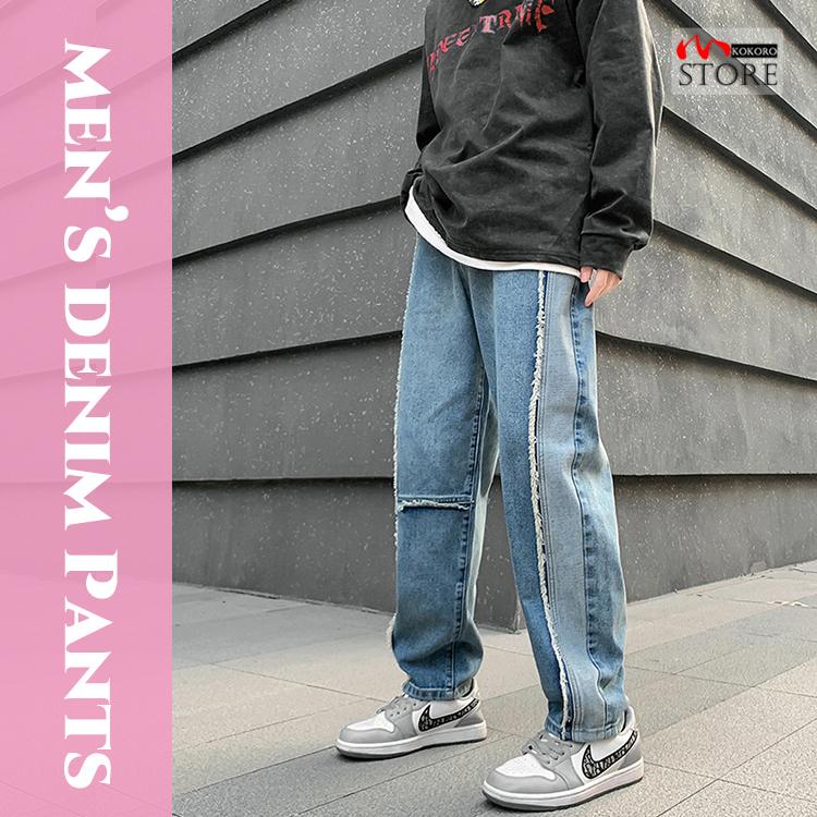 きれいめパンツ メンズ ジーンズ Jeans デニムパンツ 切り替え ウォッシュ ストリート系 10代 代 30代 E 心store 通販 Yahoo ショッピング