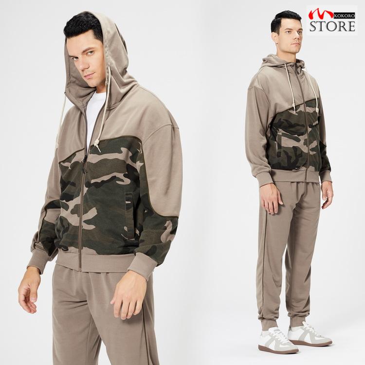 スウェット上下セット メンズ ジップパーカー+ジョガーパンツ スポーツ