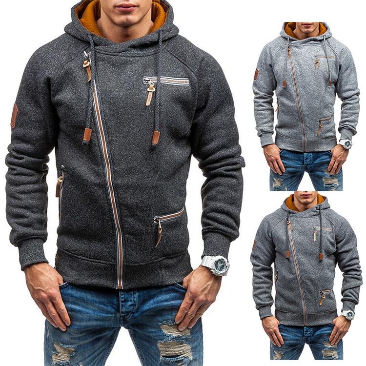 パーカー メンズ スウェット パーカ 長袖 フード付き ジャケット 斜めジッパー アウター おしゃれ 大人カジュアル 春秋 3色 30代 40代 90 Off