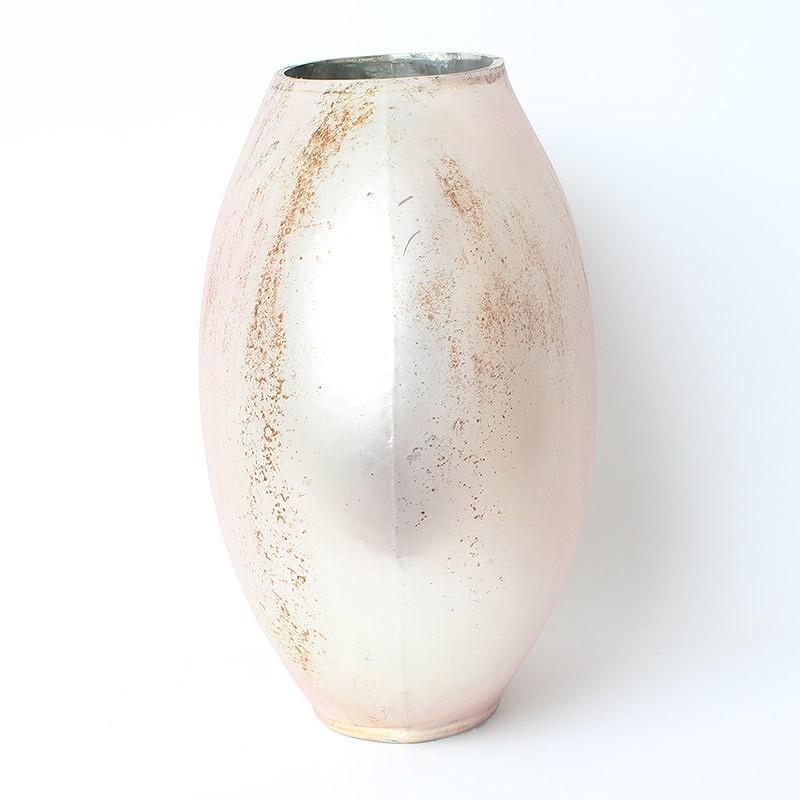 Flowerベース 花瓶 ガラス ピンクベージュ 