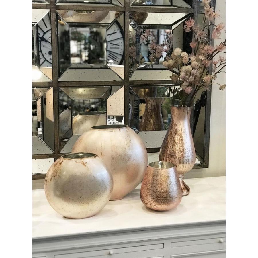 Flowerベース 花瓶 ガラス ピンクベージュ 