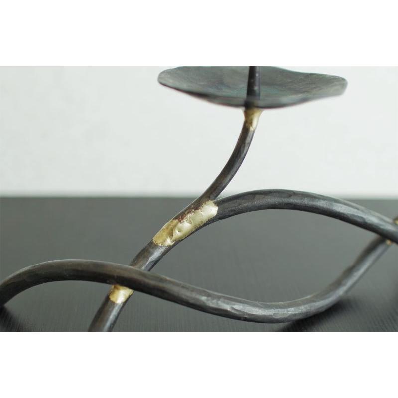 鉄製燭台 根 大與 重め 和ろうそく燭台 大きい火立て 茶道 お茶会 ご