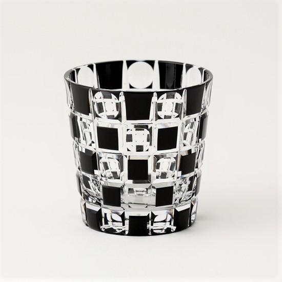 硝子だま 江戸切子 ミニオールド KUROCO タマイチマツ 玉市松 黒切子 グラス