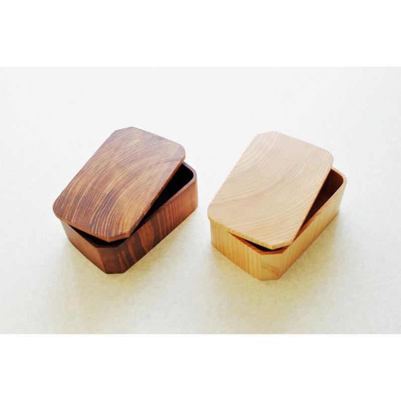 媛ひのき くりぬき弁当箱 「年輪」 S - 角なし LINK WOOD DESIGN