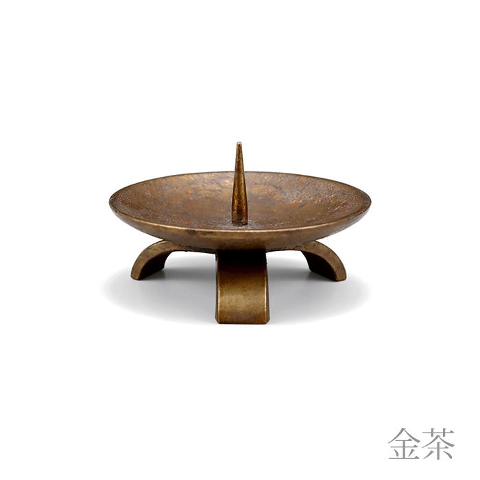 三脚 灯立 金茶 能作 鋳物 高岡銅器 真鍮製 仏具 仏壇 仏器 お