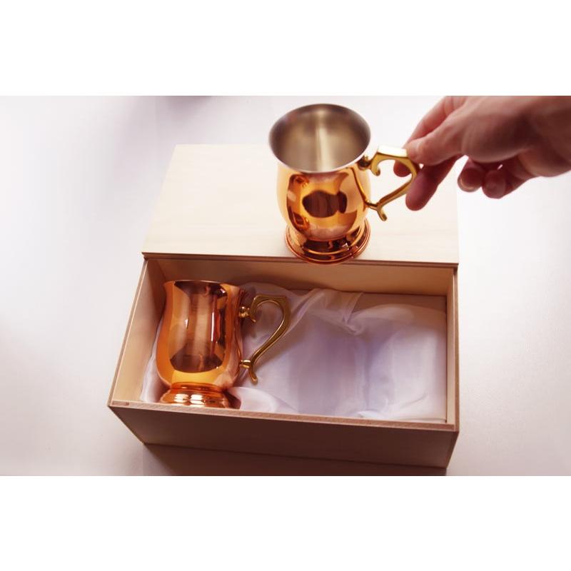 ジョッキ 小 ペア セット 木箱入り 純銅製 ギフト ペアジョッキ 新光
