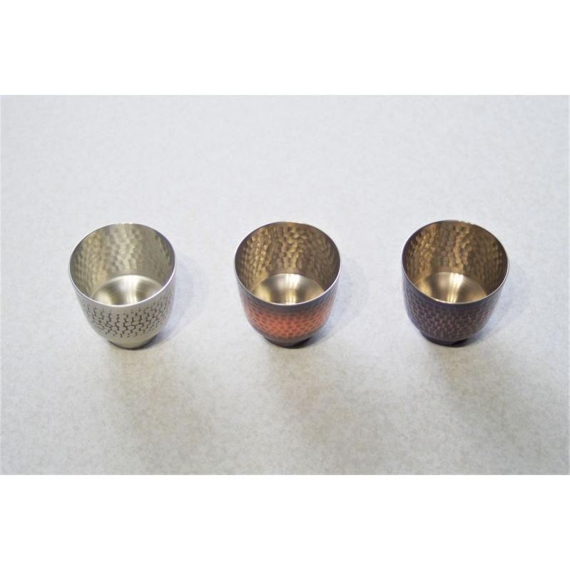 ◆純銅製ぐい吞み③(ピンクゴールド)新品[オマケ付] 新光金属 ペアぐい呑み 純銅製 和風型 銅 錫 夫婦おちょこ