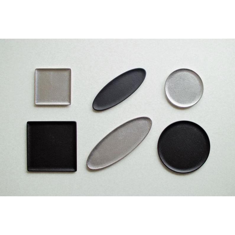 香皿 オーバルトレー L ブラック シルバー 炭谷三郎商店 お香立て 横