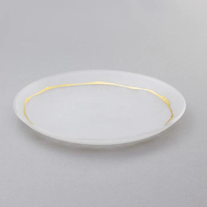 箔 プレート 13.5cm 単品 和紙調のアクリルに箔をデザインしたお皿