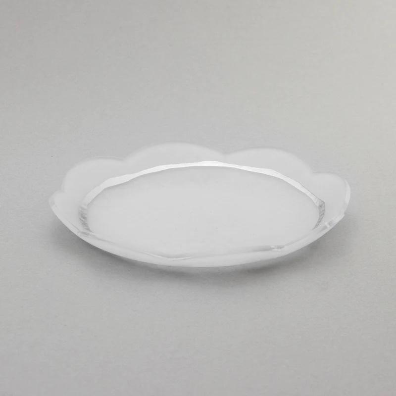 銀箔銀箔ガラス 仕切り皿 10枚〈在庫26枚〉 箔 まめざら シルバー 11cm 単品 和紙調のアクリルに箔をデザインした