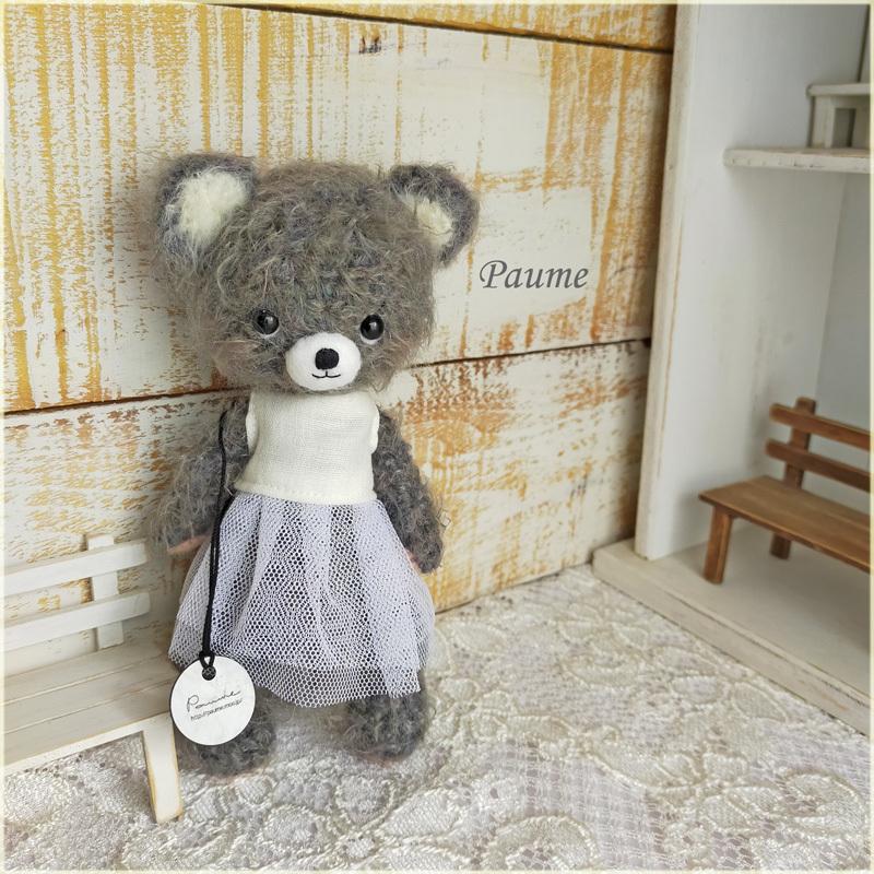 グレーの大きいくまさん あみぐるみ くま 手足可動式 ふわふわ