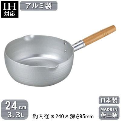 行平鍋 日本製 IH対応 アルミ製 ELETEC 雪平鍋 24cm 3.3L 新潟県 燕三条 業務用 家庭用 IH電磁調理器対応 オール熱源対応