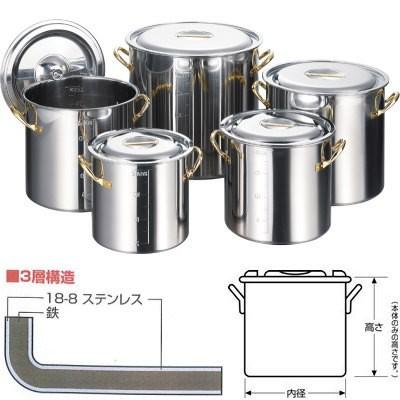 寸胴鍋 45cm IH対応 日本製 ステンレス AG CLAD シリーズ 目盛付き 