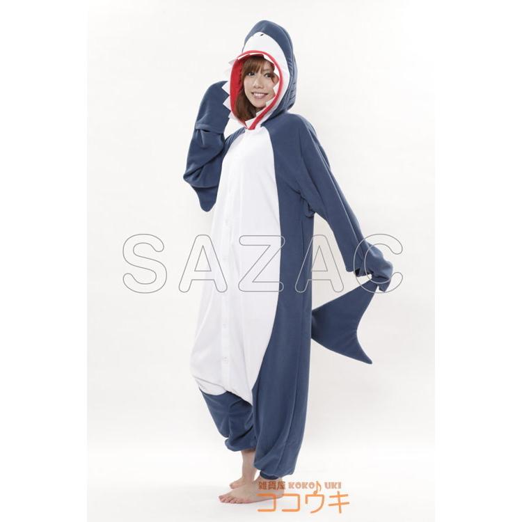 着ぐるみ （ 大人用 ） サメ （フリース） 動物 シャーク 鮫 ジョーズ パジャマ きぐるみ 部屋着 レディース 仮装 衣装 学園祭 文化祭