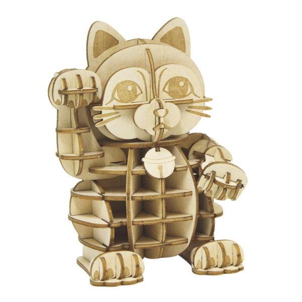 立体パズル 木製 招き猫 難易度2 パズル 立体 大人 楽しめる おもちゃ