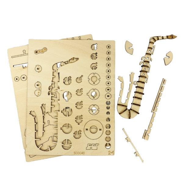 立体パズル 木製 サックス ペンスタンド 難易度2 楽器 パズル 立体
