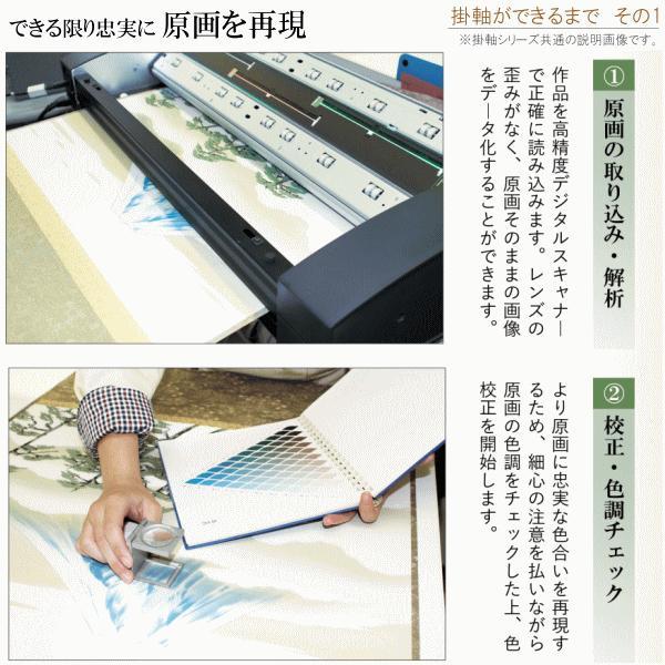 掛軸 日本製 名作複製画シリーズ 川合玉堂 暮春の雨 洛彩緞子本表装尺5