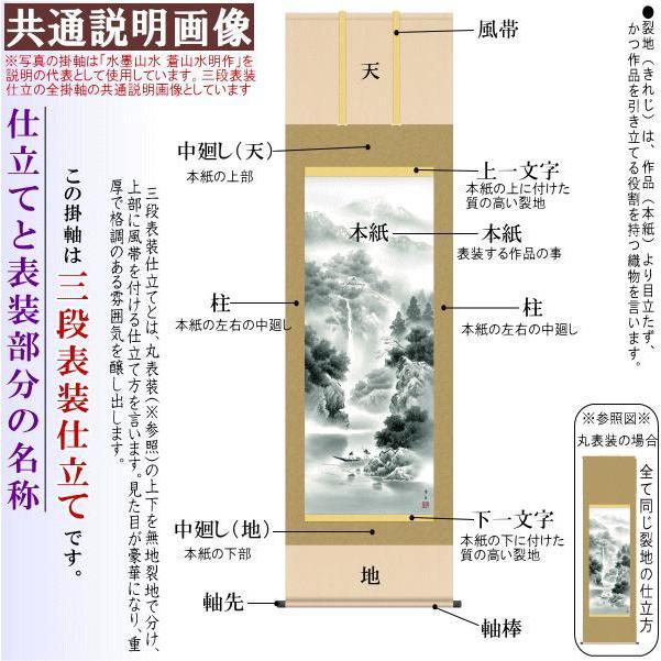 掛軸 日本製 名作複製画シリーズ 速水御舟 墨牡丹 洛彩緞子本表装 尺5