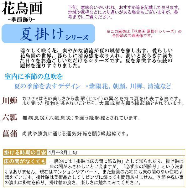 正絹 掛け軸 花鳥画 夏掛け 依田流石 楓に鮎 正絹緞子本表装 尺5 桐箱入り 1個 日本製 送料無料 名画複製 掛軸 夏飾り 清涼感 日本画 高級感 筋廻し_5