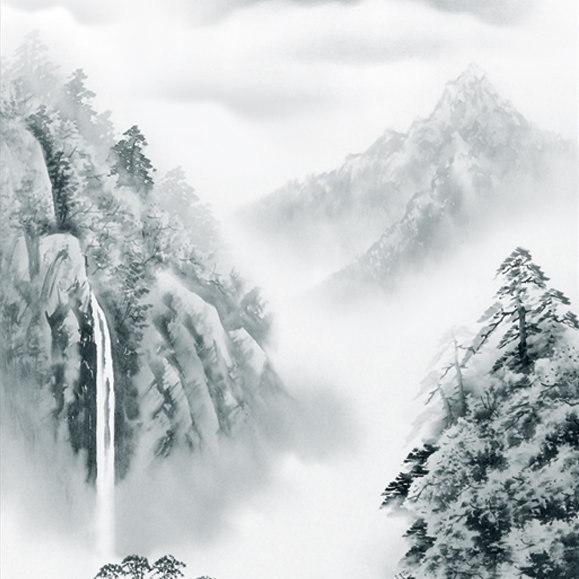 富士山 painting 掛軸 富士山 landscape 真作 山本朝光 富士山図 山水