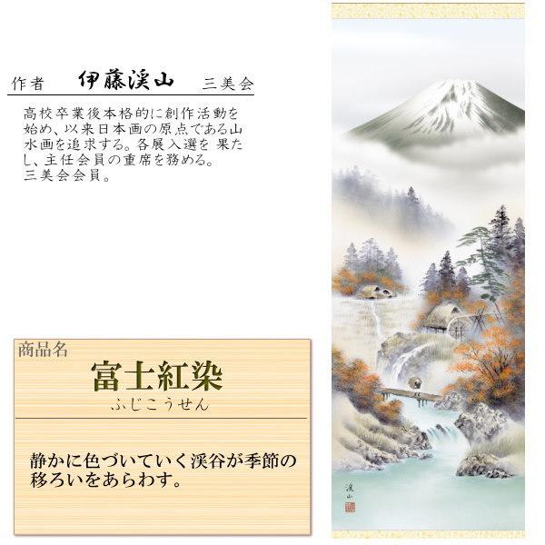 掛け軸 春夏秋冬山水画 4個セット 尺5 伊藤渓山 四季富士山水画揃え 洛