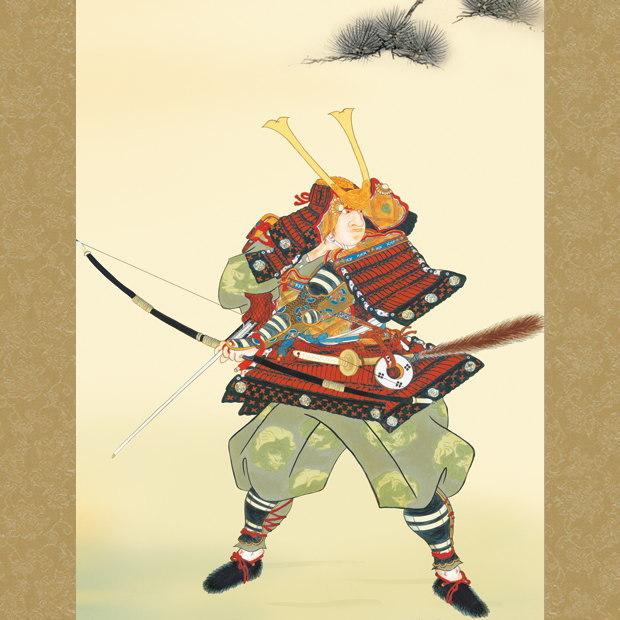 掛け軸 武者 榎本東山 端午の節句画 大成武者 洛彩緞子本表装 尺3×1個