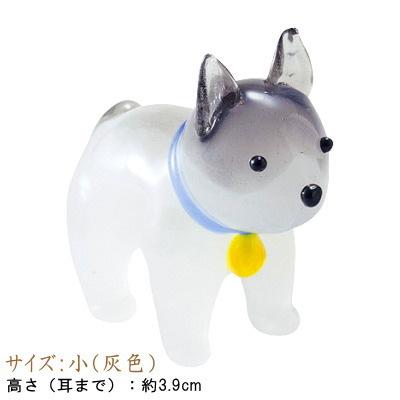 置物 ガラス細工 犬 灰色 大と小のセット ガラス 置き物 かわいい