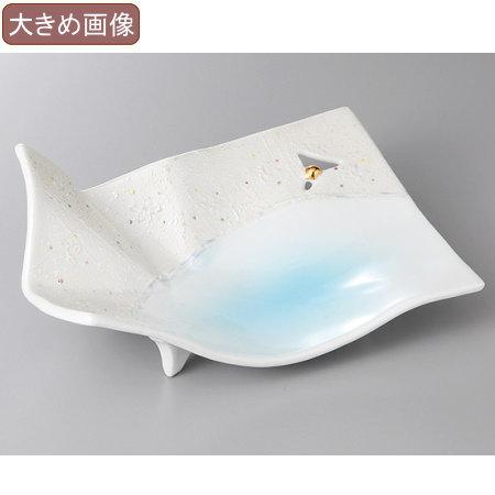日本製 向付 お皿 ブルー折り紙前菜皿 1個 業務用 食器 陶器 会席料理
