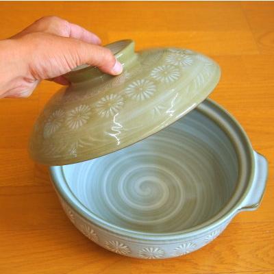 土鍋 日本製 万古焼き 銀峯花三島土鍋 9号 1個 直火専用 4から5人用 4