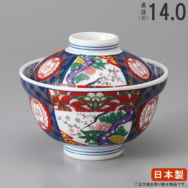 日本製 錦ボタン 蓋付き 丼ぶり 4.5 美濃焼 国産 業務用 和食器 陶器