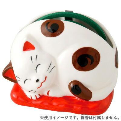 蚊取り線香入れ たて型蚊遣り器 ねむり猫 日本製 陶器 猫 ねこ ネコ