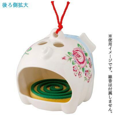 蚊取り線香入れ ぶうちゃん蚊遣り器 日本製 陶器 ぶた ブタ 豚さん デザイン かわいい 可愛い 花柄 上品 蚊遣り線香入れ 夏グッズ｜kokouki｜02