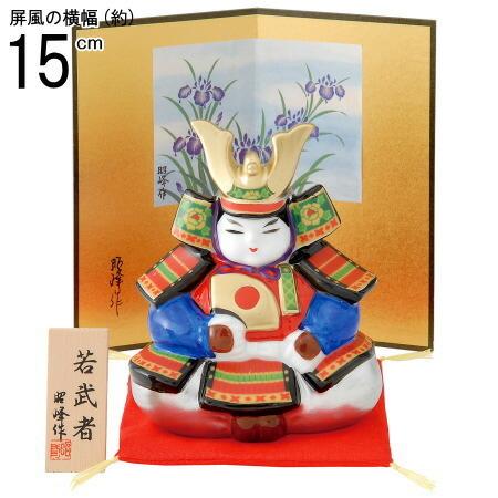 5月人形 武者人形 日本製 輝彩若武者 白磁 陶器 国産 子供大将飾り