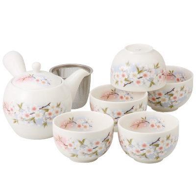 急須 セット 淡墨桜 茶器揃え 5客 網付き 日本製 美濃焼 陶器 お茶用品