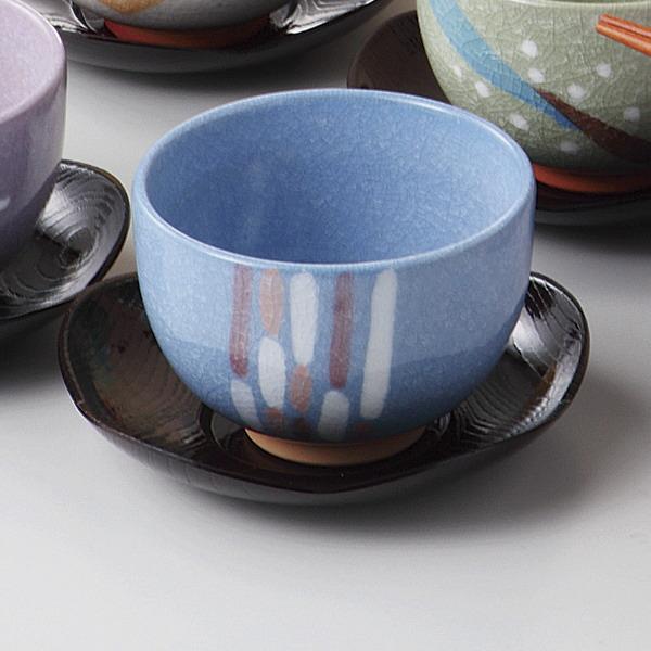 湯呑み 茶たく 5客 セット 紅山窯色どり5彩茶菓揃え 木箱入り