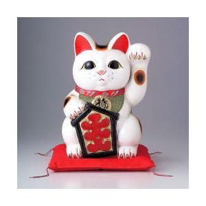 招き猫 置物 縁起物 常滑焼 開運招福 大入り猫 8号 左手 日本製 送料