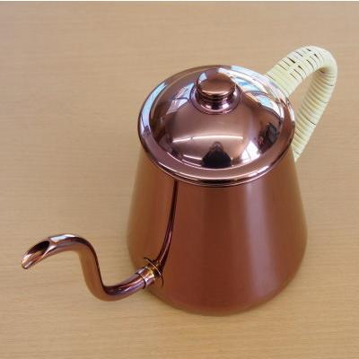 コーヒー ドリップポット 0.9L ハンドル藤巻き ピンクゴールド 日本製