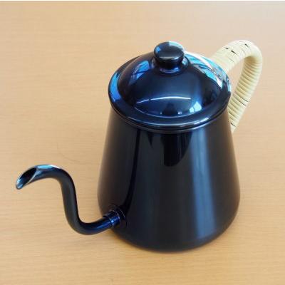 コーヒー ドリップポット 0.9L ハンドル藤巻き ダークブルー 日本製