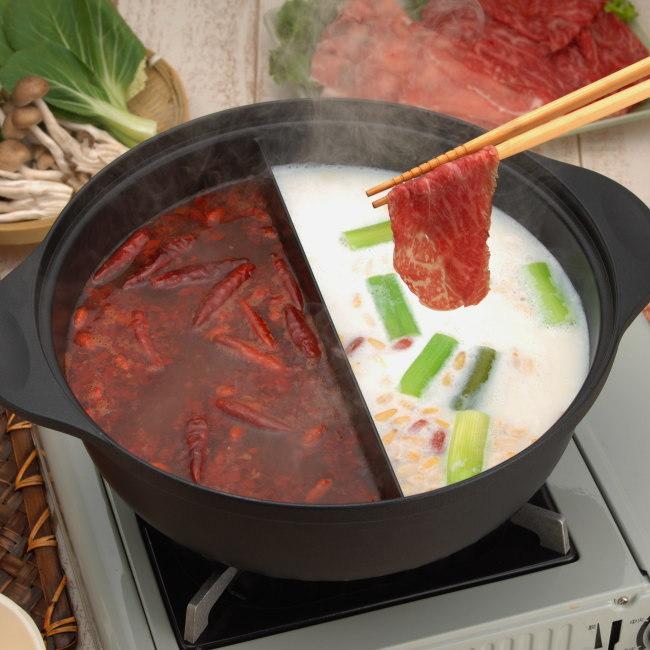 仕切り鍋 二色鍋 26cm IH100V対応 IH200V対応 IH対応 火鍋風 日本製