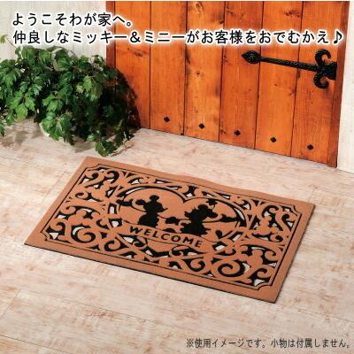 玄関マット 屋内 屋外 ミッキーマウス ＆ ミニーマウス 1枚 ディズニー