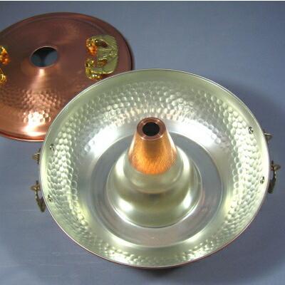 しゃぶしゃぶ鍋 鎚目入 純銅製 キコウ 26cm 底厚1mm 取っ手飾り金具