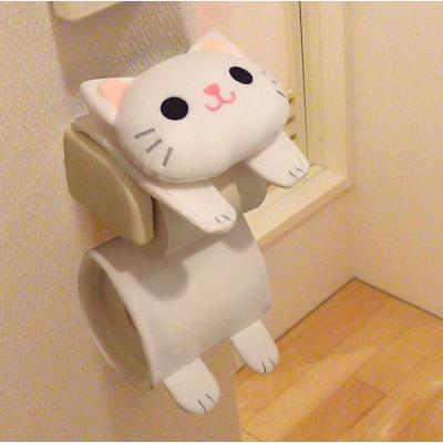 猫 雑貨 猫の ロールペーパーカバー 白 ねこのしっぽの物語 猫グッズ かわいい トイレ用品 トイレットペーパー 収納 ケース カバー 最新情報