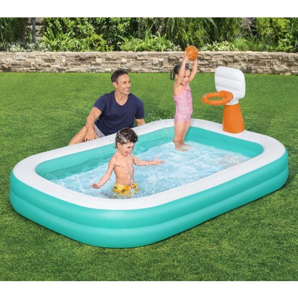 ダンクスプラッシュ ファミリープール 251cm 四角プール 4気室 水抜き栓付き ボール付き 中型サイズ 大型空気栓 お子様用 角型 子供用 ビニールプール 水遊び_1