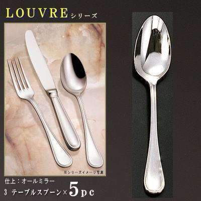 スプーン 5本セット LOUVREシリーズ テーブルスプーン 200mm 大きめサイズ 日本製 洋食器 ステンレス コース料理用 おしゃれ お洒落 シンプル｜kokouki