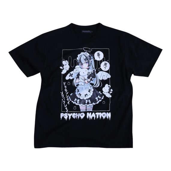 大きいサイズ メンズ□PSYCHO NATIONサイコ×寝田ルネ メイド半袖T