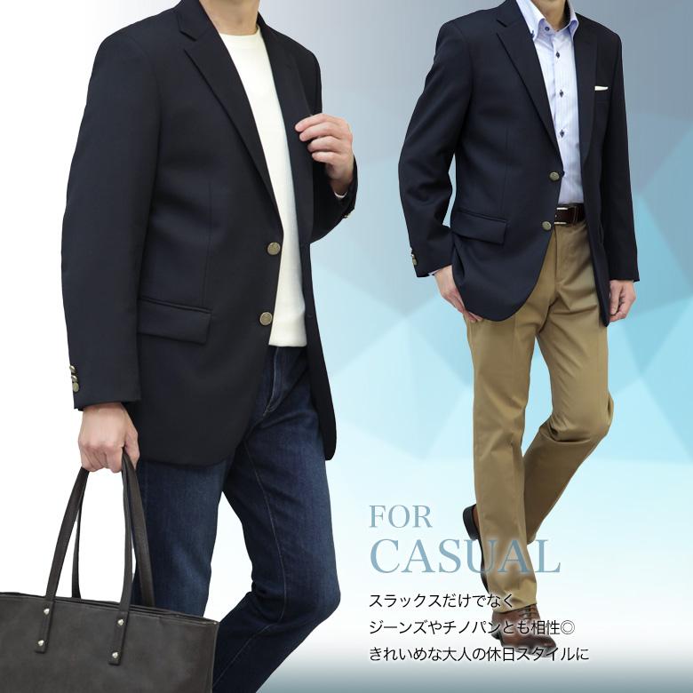 メンズスーツKOKUBO 紺ブレザー ウール100％ 金メタル釦 シングル2つ