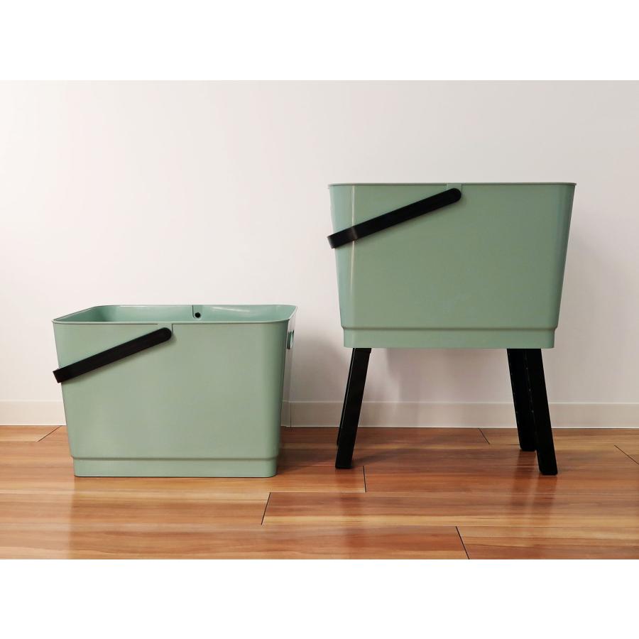 小久保工業所 KOKUBO 足つきバスケット グリーン 洗濯カゴ 洗濯物入れ